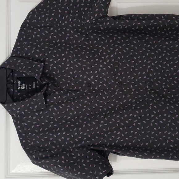 Cuidado con el Perro Charcoal Pink Lightning Bolt Casual Button-Up Shirt. Men's - Picture 1 of 8